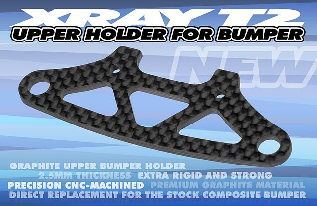CNC Machined 2.5 mm Graphite Xray T2 Upper Holder For Bumper XRA301213 