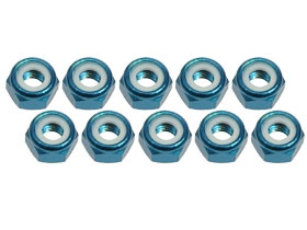 3RACING 4mm Aluminum Lock Nuts (10 Pcs) - Light Blue - 3RAC-N40/LB