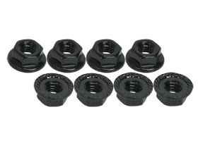 3RACING 4mm Aluminum Locknut Serrated (8pcs) - Black - 3RAC-NS40/BL