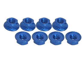 3RACING 4mm Aluminum Locknut Serrated (8pcs) - Blue - 3RAC-NS40/BU