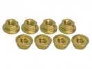 3RACING 4mm Aluminum Locknut Serrated (8pcs) - Gold - 3RAC-NS40/GO