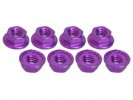 3RACING Aluminum Locknut Serrated (8pcs) - Purple - 3RAC-NS40/PU