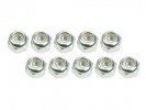 3RACING 4mm Aluminum Lock Nuts (10 Pcs) - Silver - 3RAC-N40/SI