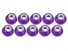 3RACING 4mm Aluminum Flanged Lock Nuts (10 Pcs) - Purple - 3RAC-NF40/PU