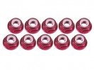 3RACING Accessories 4mm Aluminum Flanged Lock Nuts (10 Pcs) - Red - 3RAC-NF40/RE