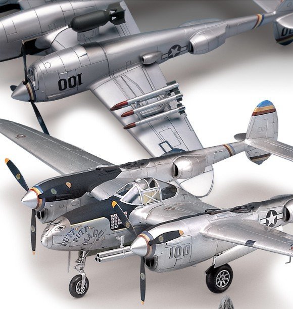 Academy 12282 - 1/48 Scale P-38 Lightning Model Kit (AC 2215)