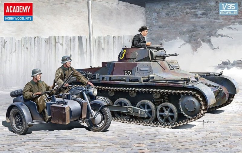 Academy 13556 - 1/35 German Panzer I Ausf.B & Motorcycle