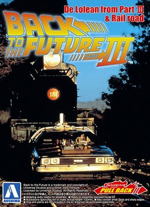 Aoshima 05477 - 1/43 Movie Mechanical #13 Back to the Future Pullback De Lorean Part III & Railroad