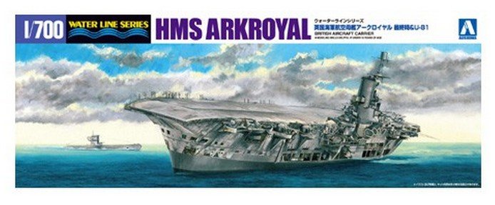 Aoshima AO-01022 - 1/700 Water Line Royal Navy Aircraft Carrier Arkroyal Vs U-Boat 81