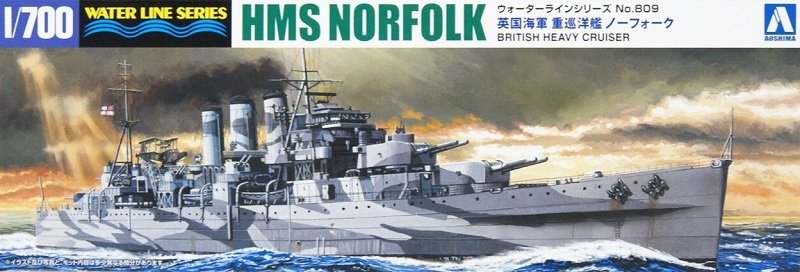 Aoshima 05670 - 1/700 HMS Norfolk British Heavy Cruiser No.809 Water Line Series