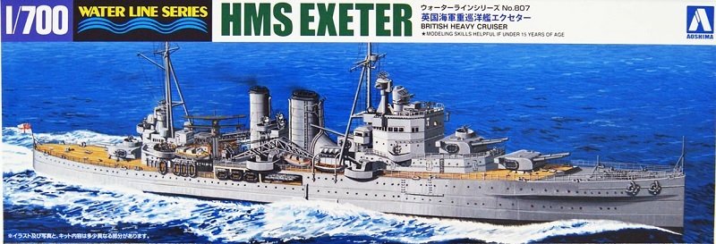 Aoshima 06754 - 1/700 HMS Exeter British Heavy Cruiser No.807 Water Line Series