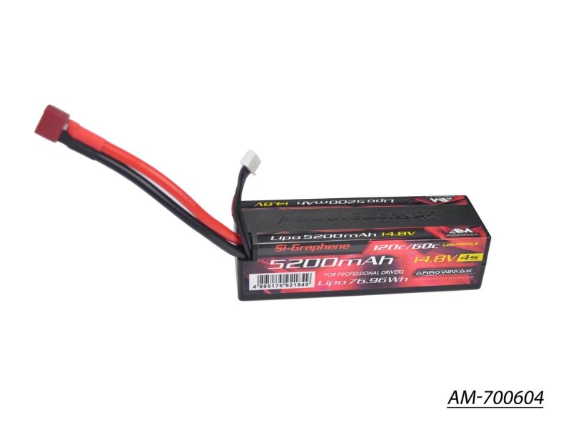 Arrowmax AM-700604 AM Lipo 5200mAh 4S - 14.8V 55C Continuous 110C Burst Wire With Deans