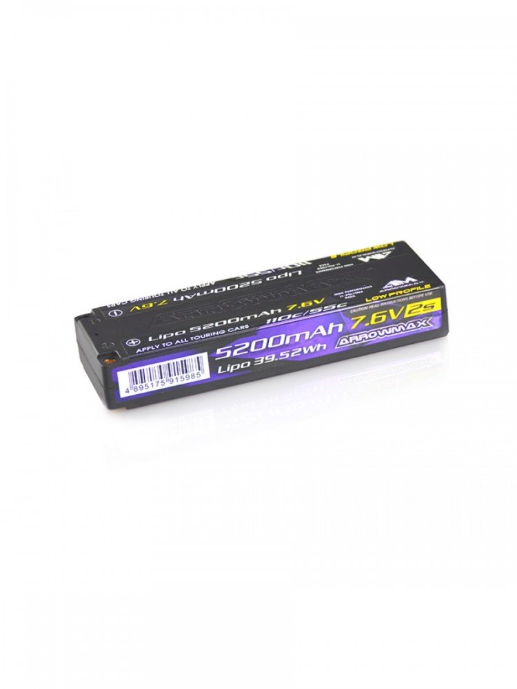 Arrowmax AM-700801 AM Lipo 5200mAh 2S TC Low Profile - 7.6V 55C Continuos 110C Burst