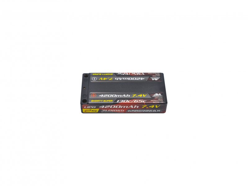Arrowmax AM-700213 AM Lipo 4200mAh 2S Shorty Super LCG - 7.4V 65C Continuous 130C Burst