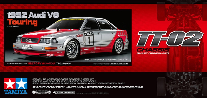 Tamiya 58699 1/10 RC Car TT-02 Chassis Audi V8 Touring Quattro DTM