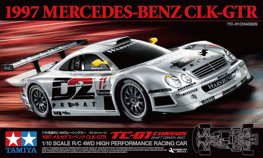 タミヤ 1/10 エンジンRC 4WSレーシングカー メルセデス ベンツ CLK 1997年のチャンピオンマシンをシャフト4WDシャーシで！ タミヤ