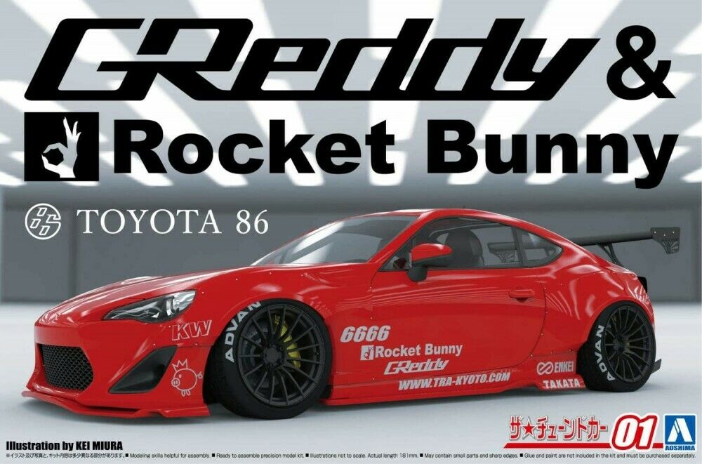 TOYOTA 86 K One Racing 未開封 Aoshima 1/24 Model Car Kit Toyota 86 Greddy & Rocket Bunny w/Enkei