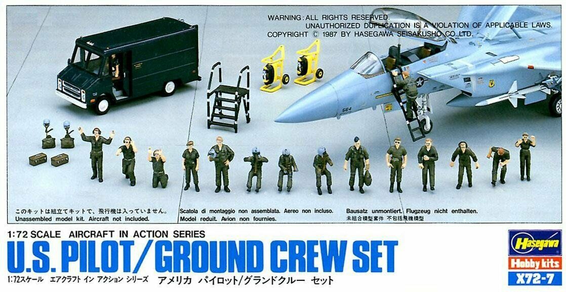 Hasegawa X72-7 1/72 Scale Aircraft Model Kit U.S USAF Pilot/Ground