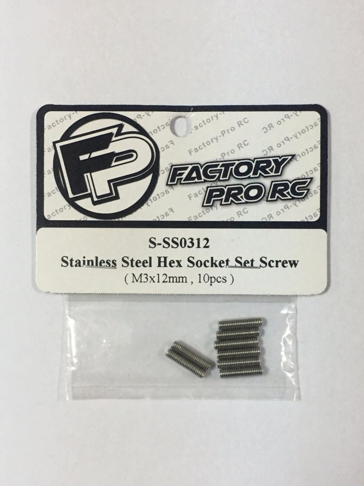 Factory Pro FP-S-SS0312 Stainless Steel Hex Socket Set Screw M3x12 (10pcs)