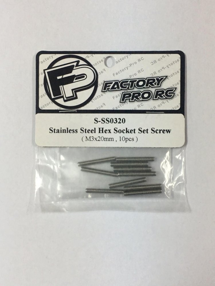Factory Pro FP-S-SS0320 Stainless Steel Hex Socket Set Screw M3x20 (10pcs)