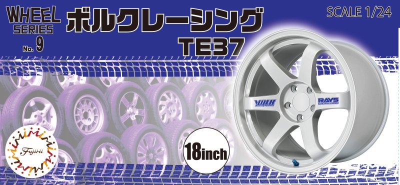 Fujimi 19350 - Wheel-09 1/24 Volk Racing TE37 18inch Wheel & Tire Set