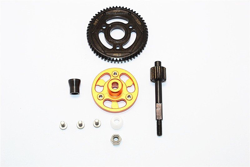 AXIAL SMT10 Aluminium Spur Gear Adapter + Steel Gear 56T - 1set (For SCX10 II AX90047, SMT10 Monster Jam AX90055, AX90057) - GPM MJ1556T