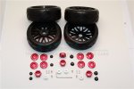 Axial Racing Yeti Rubber Radial Tires With Plastic Wheels & Wheel Hub Adapters, 12mm To 17mm Converter, 4mm & 5mm Wheel Lock - 4pcs set - GPM YT88910/4