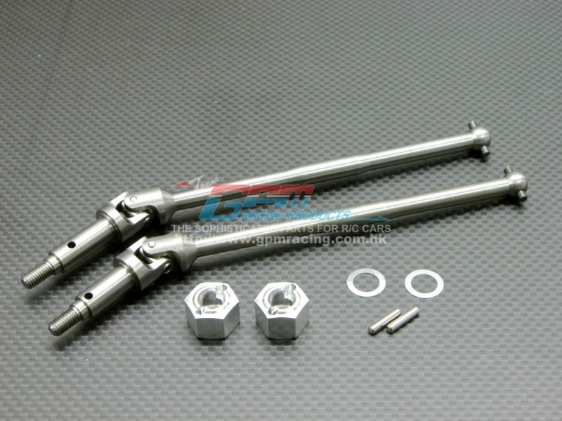 thumbnail interactive-video image 1 of GPM Steel Universal Swing Shaft Set For Traxxas Revo/Summit/E-Revo - Red 1 of 13