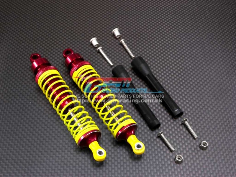 Tamiya DF-02 Alloy Rear Adjustable Spring Damper (100mm) With Alloy Collars & Screws & Plastic Black Dust Proof & Lock Nuts - 1pr set - GPM DF23100