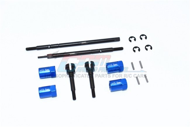 Tamiya CC02 MERCEDES-BENZ G500 Harden Steel #45 Front CVD Jonit + Rear Drive Shaft + Aluminum 12.5mm Wider Hex - 16pc set - GPM CC2237S+12.5