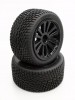 TRAXXAS 1:16 Mini E-REVO Front/Rear Rubber Radial Tire With Insert (40g) (Onroad Arrow Pattern) + Chrome Plastic Front/Rear Flat Vacuum Rims (6 Poles) - 1pr - GPM PERV0611F/R/897