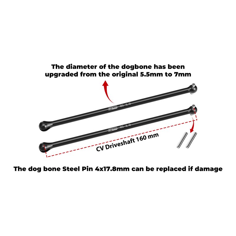 TRAXXAS X-MAXX 4140 Medium Carbon Steel Dogbone (Replaceable Pin) - GPM TXM8170A