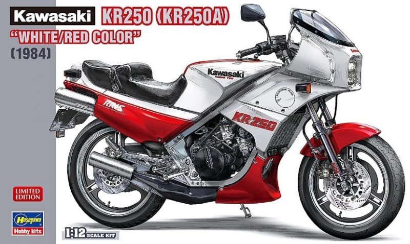 Hasegawa 21745 - 1/12 Kawasaki KR250 (KR250A) 1984 White/Red Color