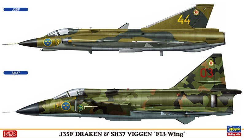 Hasegawa 02281 - 1/72 J35F Draken & SH37 Viggen F13 Wing