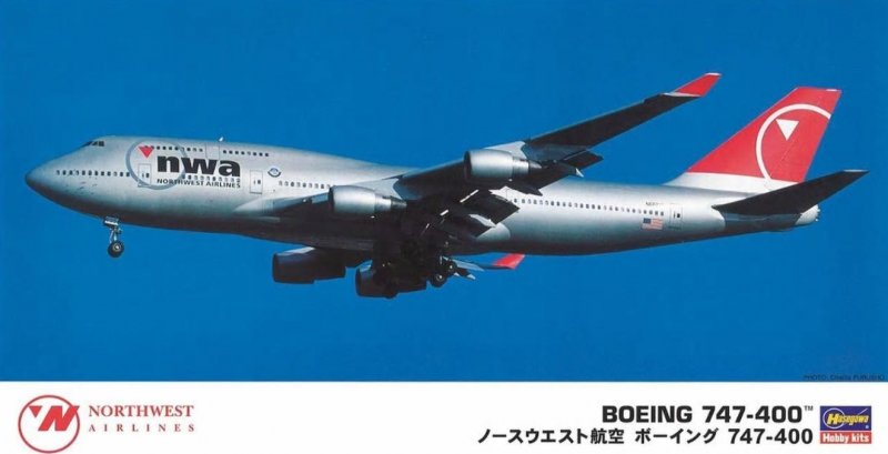 Hasegawa 10834 - 1/200 Northwest Airlines Boeing 747-400