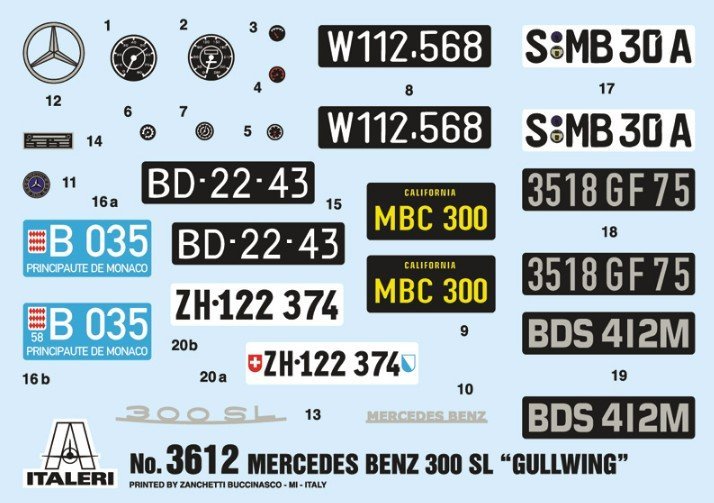 300 SL Gullwing 1:16 Bausatz Kit Model Kit 3612 Italeri Mercedes-Benz 300SL 