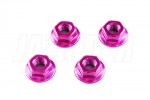 4mm Flanged Lock Nuts (4 Pcs) - Purple - Jazrider M4-LNF-P