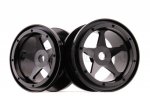 Aluminum 2.2'' 5-Spokes Black Wheels 2pcs set - Black
