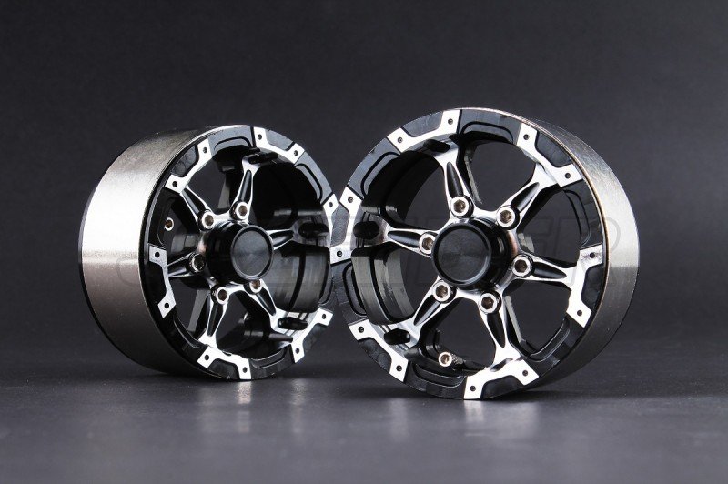 Aluminum 1.9\'\' Beadlock 6 Spokes Wheels (TYPE D) - Black