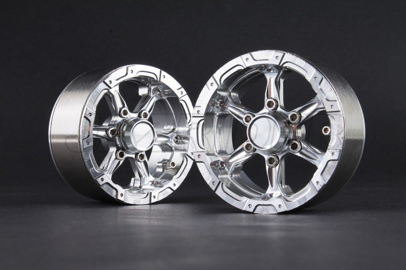 Aluminum 1.9\'\' Beadlock 6 Spokes Wheels (TYPE D) - Silver