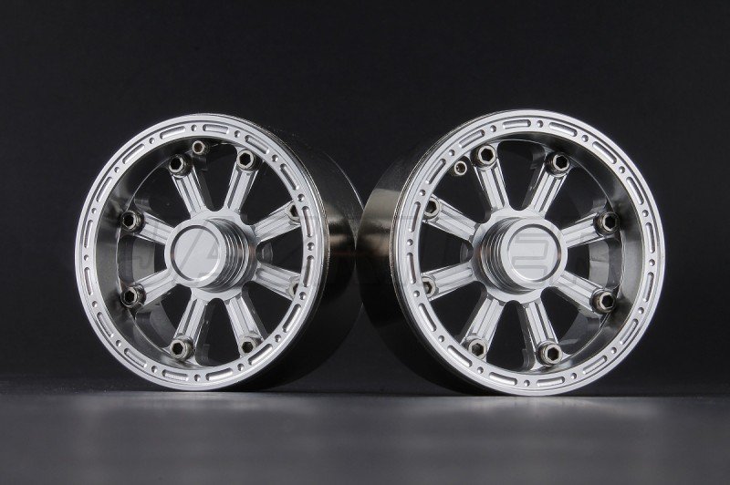 Aluminum 1.9\'\' Beadlock 8 Spokes Wheels (TYPE E) - Silver