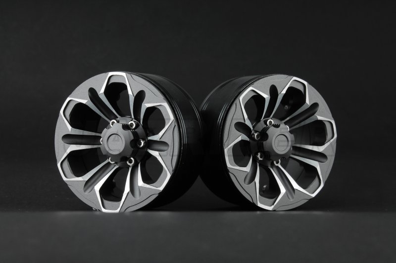 Aluminum 1.9'' Beadlock 6 Spokes Wheels (TYPE G) - Grey