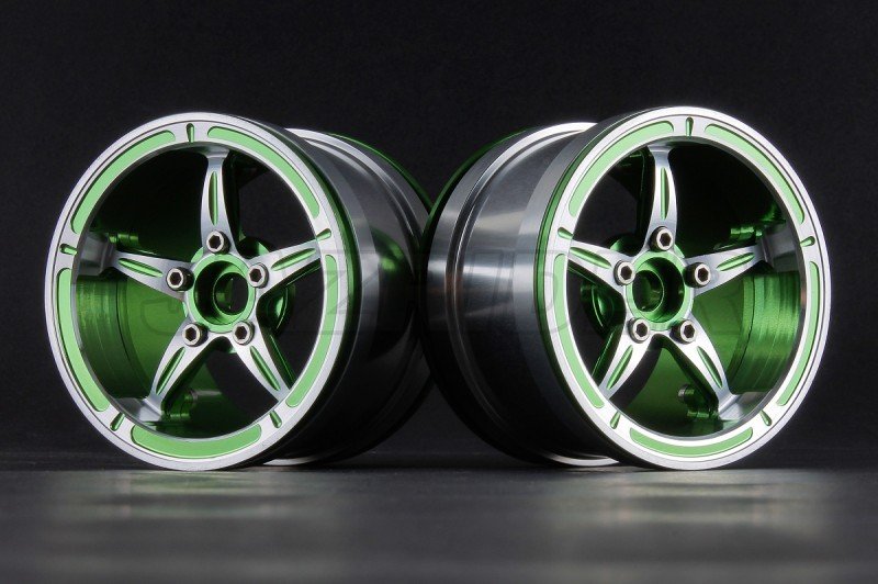 Aluminum 2.2\'\' 5-Spokes Wheels Set - Green