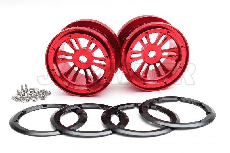 RC Crawler Aluminum 2.2\'\' Dual 6-spoke Beadlock Wheel (Red,2pcs)