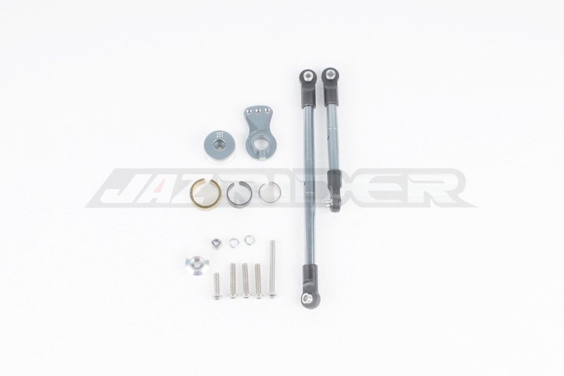 Jazrider Tamiya CC-02 Chasis Aluminium Hi-torque Servo Saver 25T w/Aluminium Tie Rod Set (Gun Metal)
