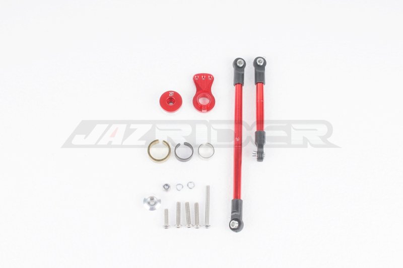 Jazrider Tamiya CC-02 Chasis Aluminium Hi-torque Servo Saver 25T w/Aluminium Tie Rod Set (Red)