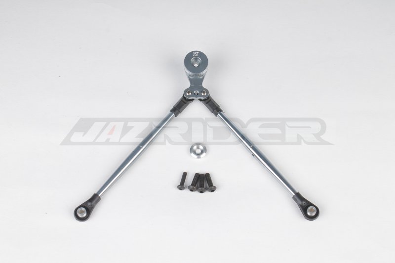 Jazrider Tamiya DT-03 Chassis Aluminum Hi-torque Servo Saver 25T w/Aluminum Tie Rod Set (Gun Metal)