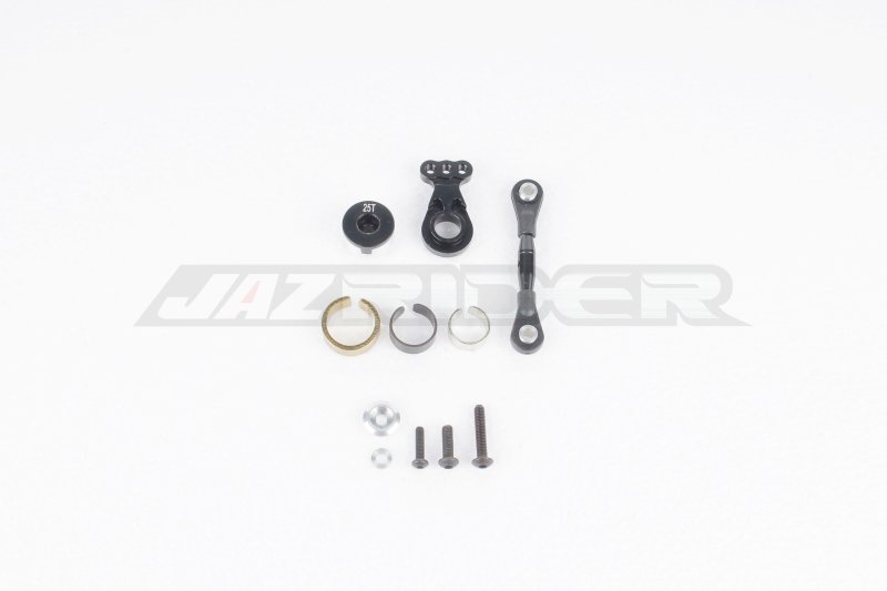 Jazrider Tamiya TT-02/TT-02B Chasis Aluminium Hi-torque Servo Saver 25T w/Aluminium Tie Rod Set (Black)