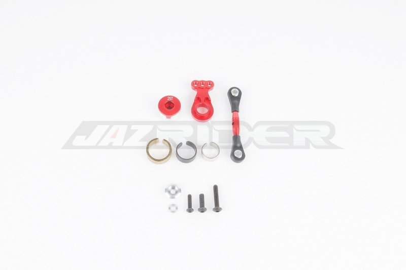 Jazrider Tamiya TT-02/TT-02B Chasis Aluminium Hi-torque Servo Saver 25T w/Aluminium Tie Rod Set (Red)