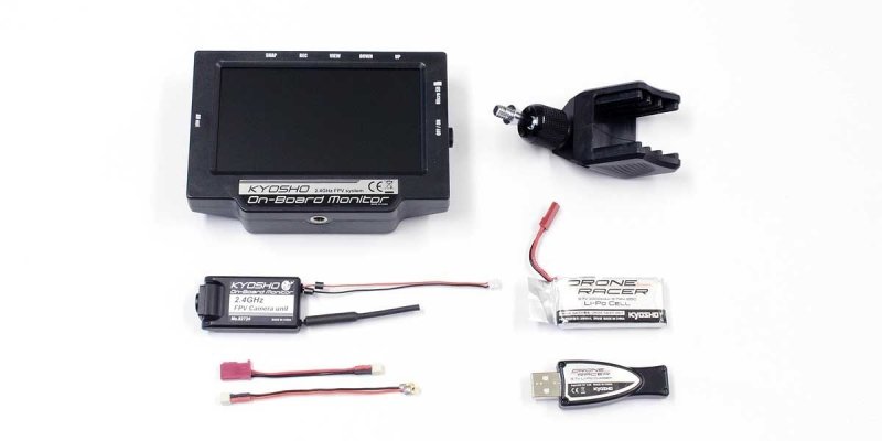 Kyosho 82724BC - 2.4GHz FPV System KYOSHO ONBOARD MONITOR with LiPo & USB Charger
